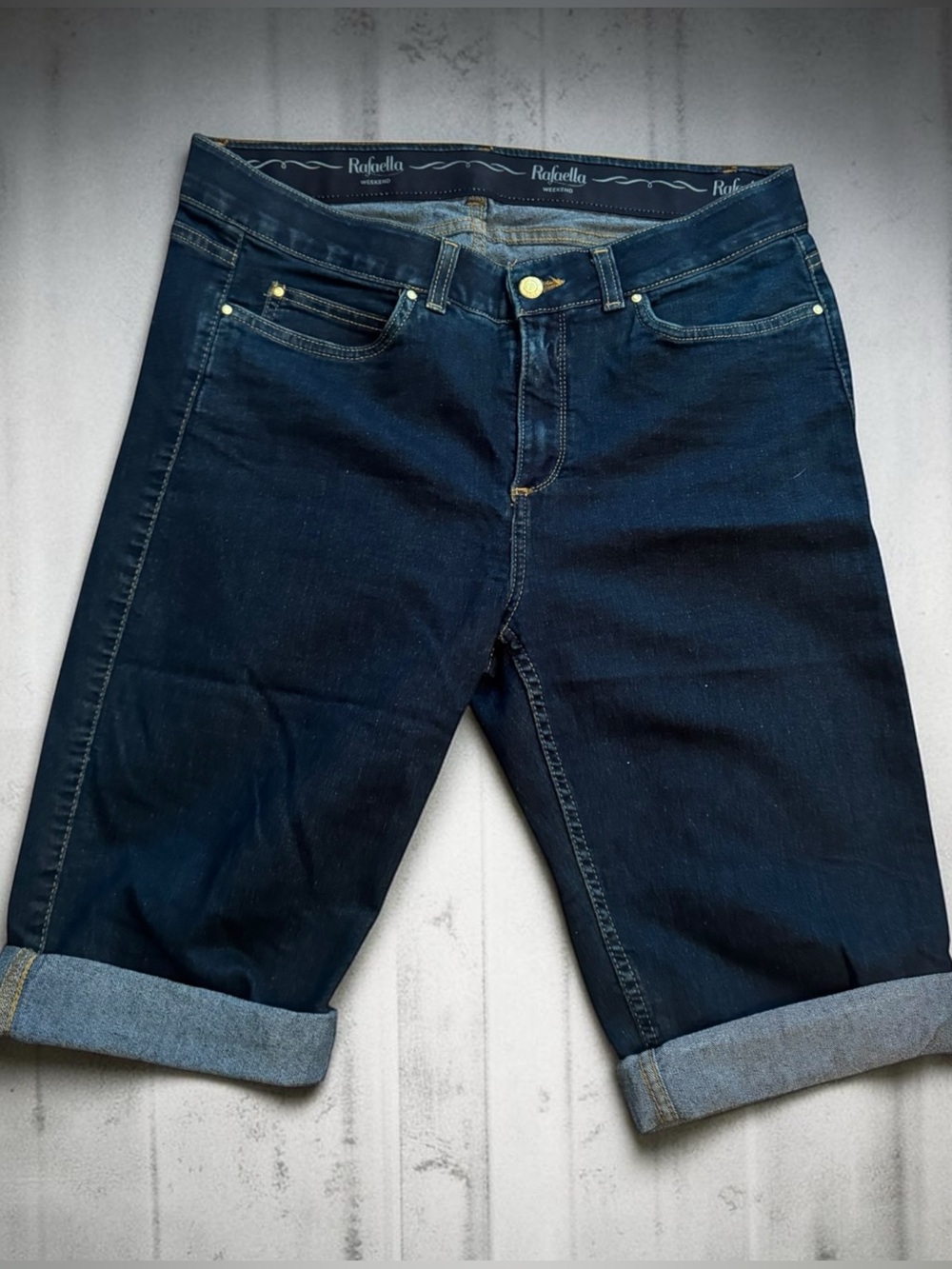 Rafaella Dark Indigo Cuffed Denim Bermuda Shorts